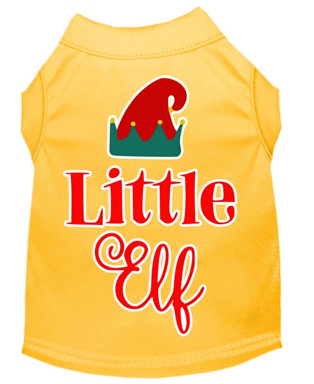 Little Elf Screen Print Dog Shirt Yellow XS